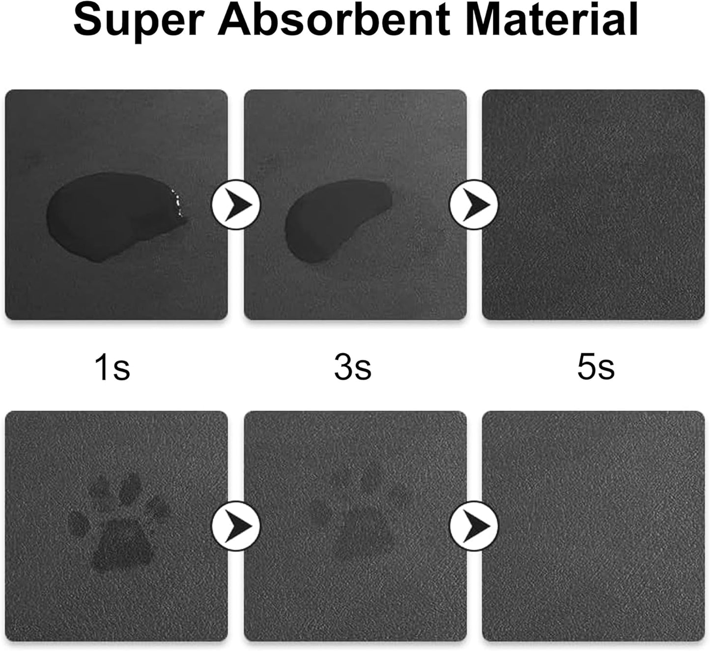 YCT Cat Food and Water Mat for Pets - Non-Slip Super Absorbent Dog Bowl Mat With Multiple Cat Heads Logo - 24 x 16.9 Inches, Dark Grey