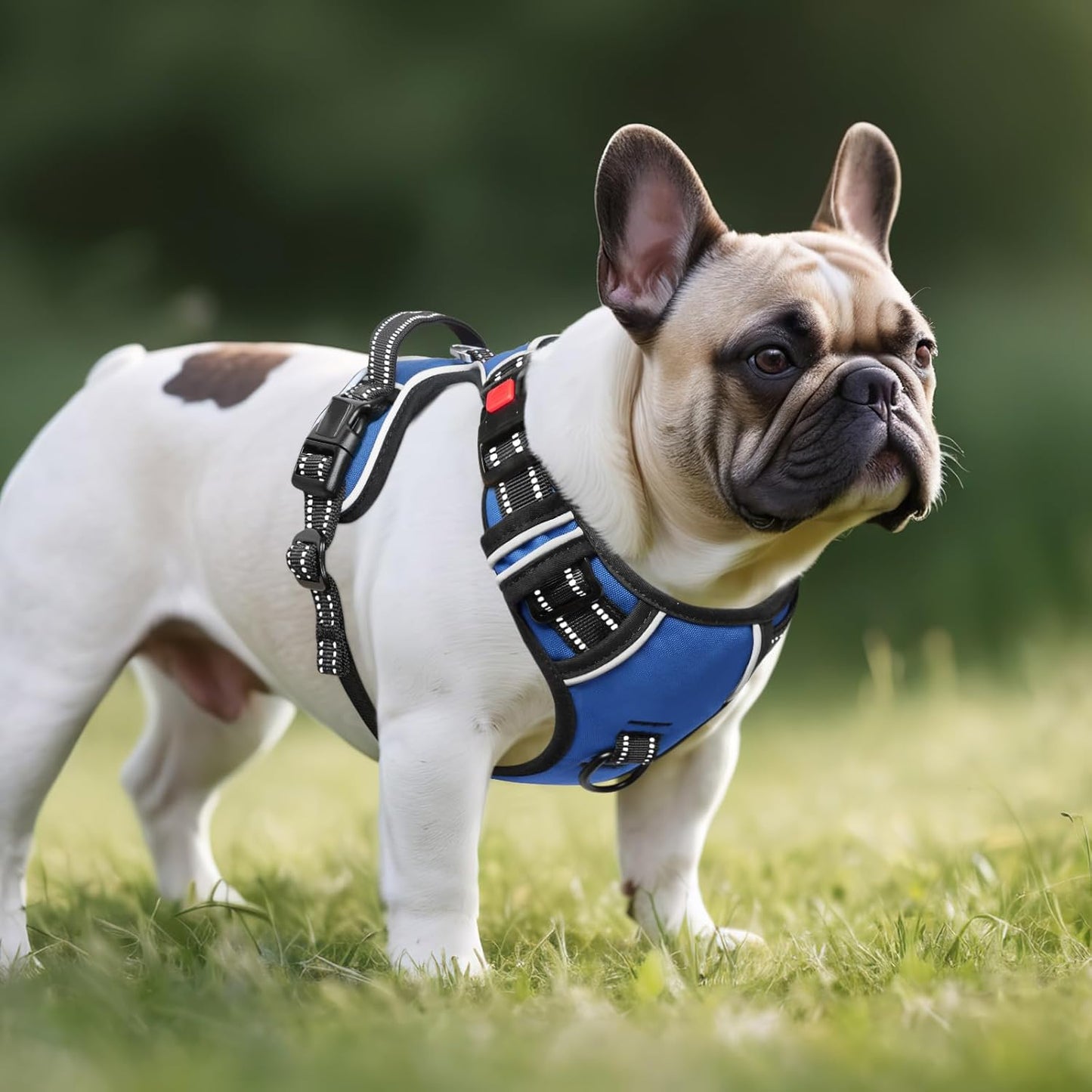 Timos Dog Harness for Medium Dogs, No Pull Service Vest with Reflective Strips and Control Handle,No Choke Dog Harness with 2 Metal Rings for Easy Walking,Outdoor Training,Blue, M
