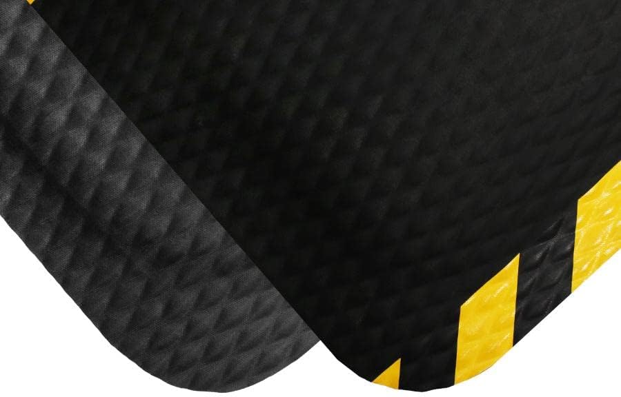 American Floor Mats Hog Heaven Premium 7/8" Black & Yellow Border 4' x 8' Nitrile Backed Anti-Fatigue Comfort Mat