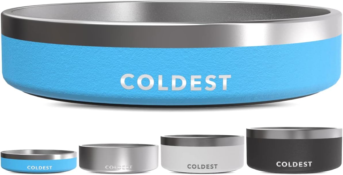 Coldest Dog Bowl - Anti Rust Metal, Non Slip, 3 Layers Insulated Stainless Steel Dog Bowls - Spill Proof & Heavy Duty - Water Bowl for Dogs, Cats & Pets, Dish Washer Safe (21 oz, Celestial Blue)