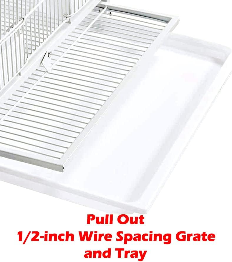 1/2/3-Combo Stacker Center Divided Breeder Breeding Bird Flight Double Rolling Cage for Aviaries Canaries Cockatiels Lovebirds Finches Budgies Small Parrots (White Vein, Two Stacker)