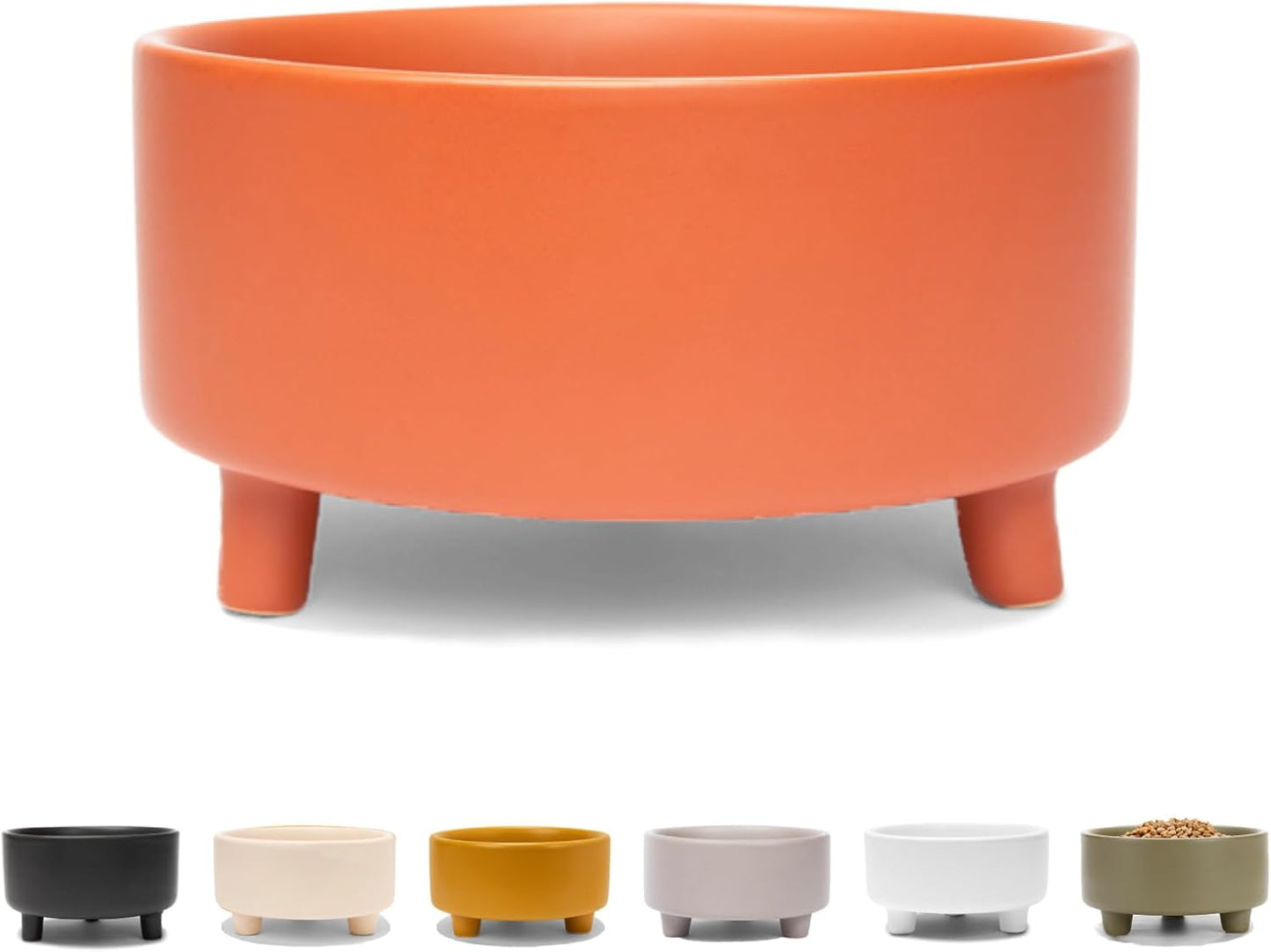 Waggo Uplift Ceramic Dog Bowl for Small Medium and Large Breeds - Heavyweight and Durable Pet Food and Water Dish Crock, Dishwasher Safe, Modern, Elevated Feeder (Small, Teracotta)