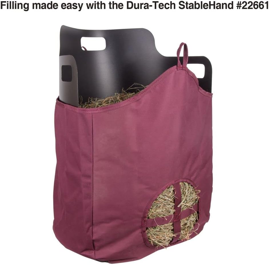 Dura-Tech Nylon Hay Bag for Horses | Color Black | Enhances Digestion with Slow Consumption | Minimizes Hay Waste | Extremely Durable 600 Denier PVC Construction
