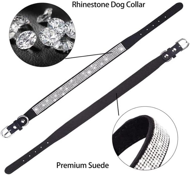Rhinestone Dog Collar for Small Dogs, Bling Diamond Fancy Crystal Glitter Pretty Jewel Pet Puppy Collars for XXS XS Small Medium Large Breed Girl Dogs Female Cats Kitten, Colorful Hot Pink XXSmall