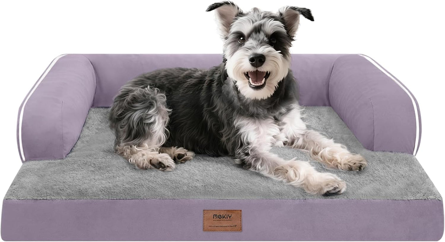 Small Dog Bed Waterproof Orthopedic Dog Beds for Medium Sized Dogs Comfy Pet Cat Bed with Sides, Washable Removable Cover