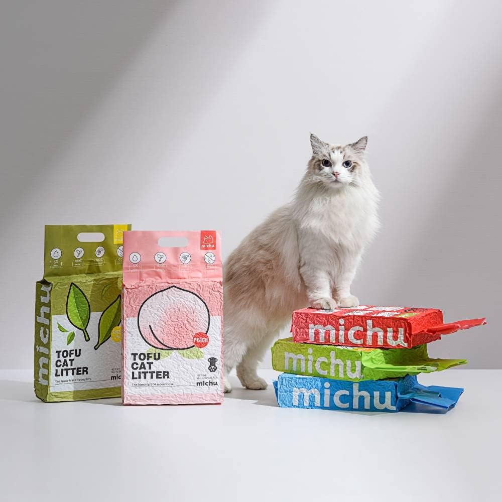 Tofu Cat Litter Natural Clumping Tofu Cat Litter, Fast Clumping and Easily Scoop-able 5.5lb/88oz 5 Scents - Ocean Fresh, 8 Pack