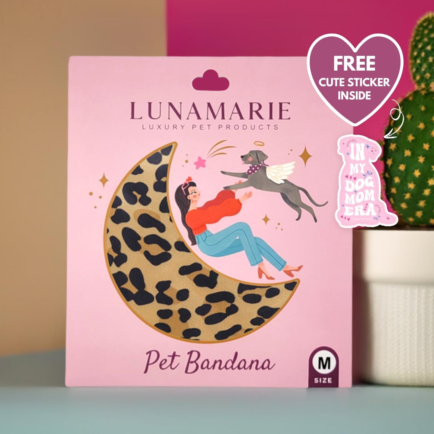 LunaMarie - Luxury Dog Bandanas - Cute Leopard Designs | Premium & Soft Poly Fabric | 100% Handmade Adjustable Shape Animal Print Pet Scarfs Small, Medium, Large (Leopard, Small)