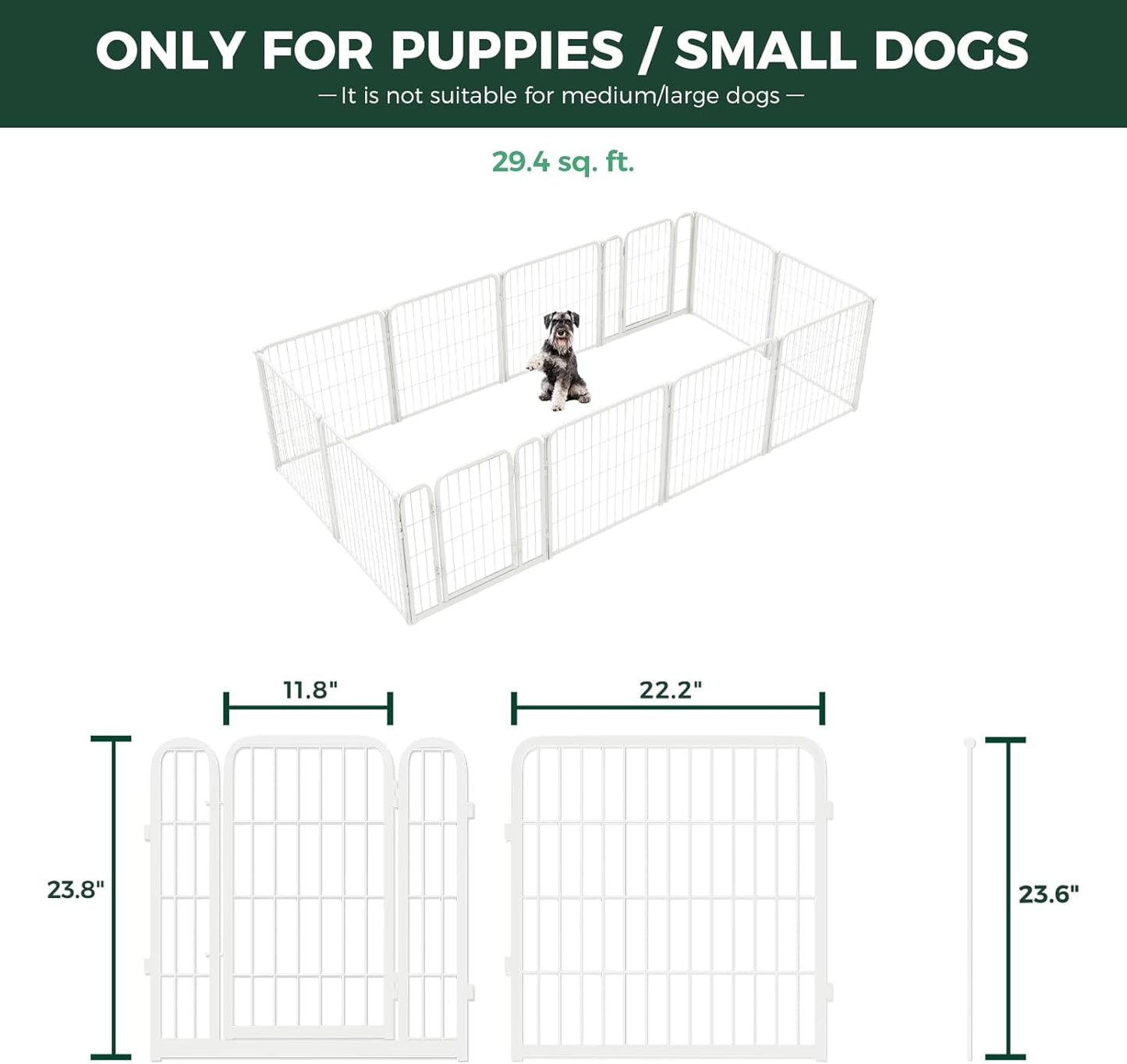 FXW Homeplus Unleashed Indoor Dog Playpen - Stress-Free and Safe Play, Heavy Duty 24 Inch 12 Wire Panels Dog Pen for Puppy and Small Dogs, White│Patented