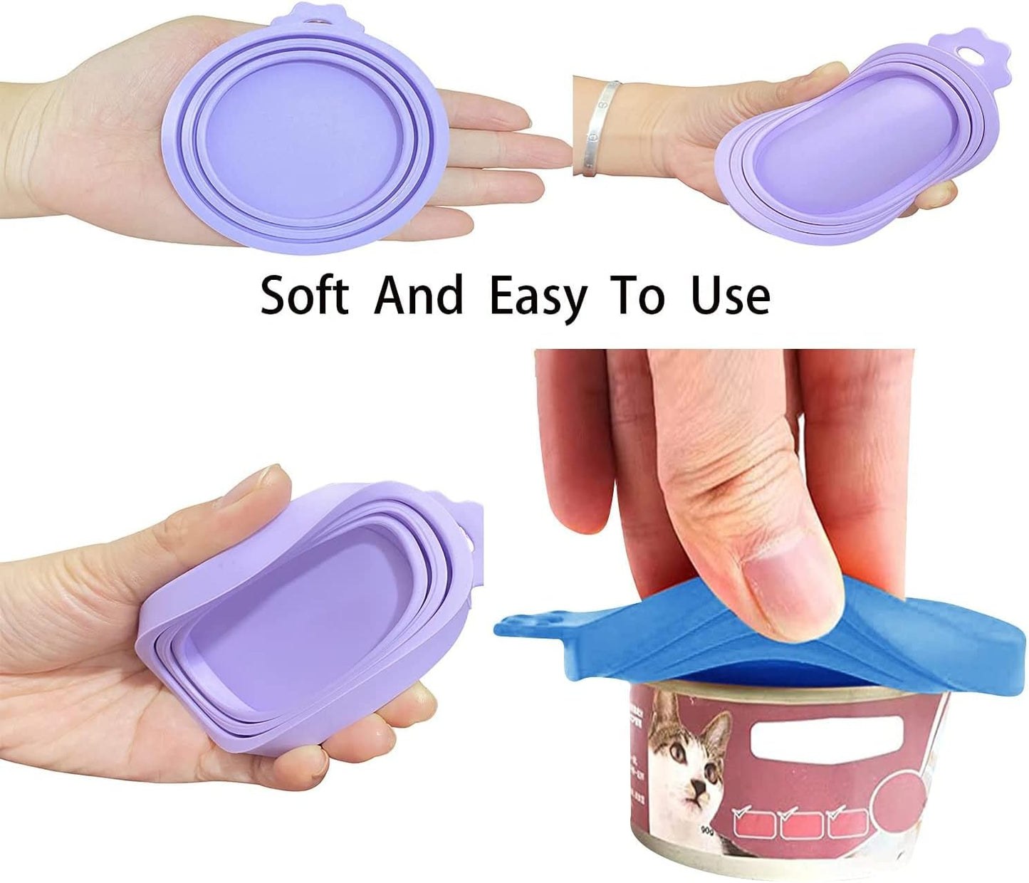 WANBAO 6 Pcs Food Can Lids Pet Can Covers for All Standard Size Dog and Cat Food Can Lids, Mix Color Light Blue, Light Green
