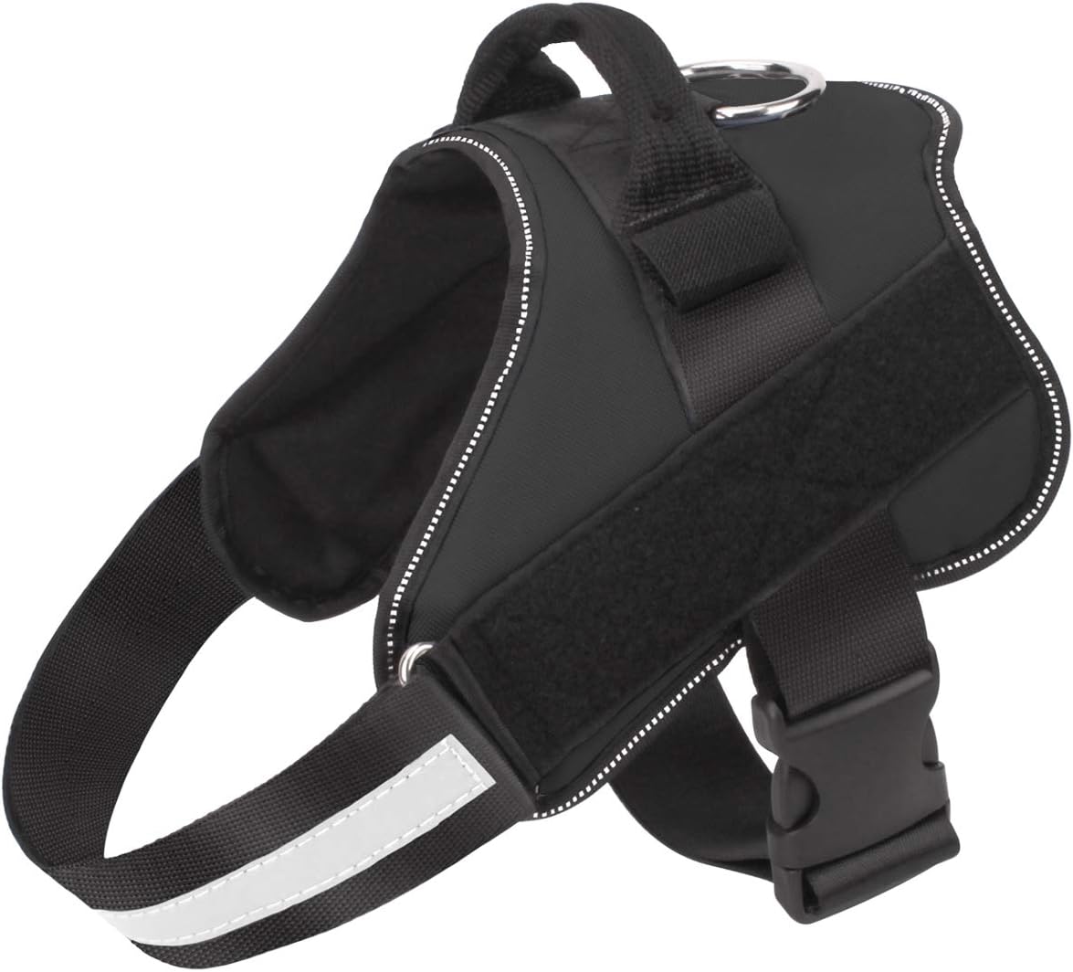 Bolux Dog Harness, No-Pull Reflective Dog Vest, Breathable Adjustable Pet Harness with Handle for Outdoor Walking - No More Pulling, Tugging or Choking (Black, XL)