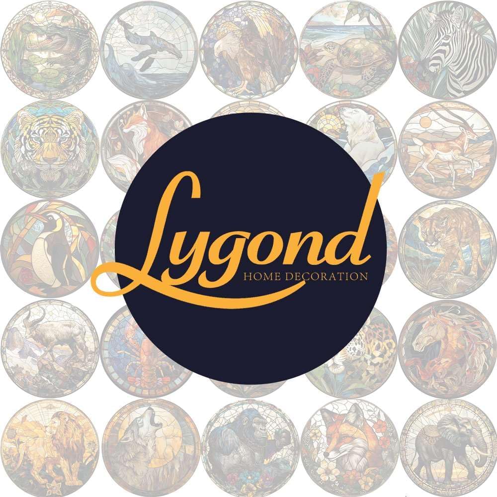 Lygond Metal Sign Tin Sign Circular Stained Glass American Bald Eagle Inspirational Wall Art for Club 8×8 Inches