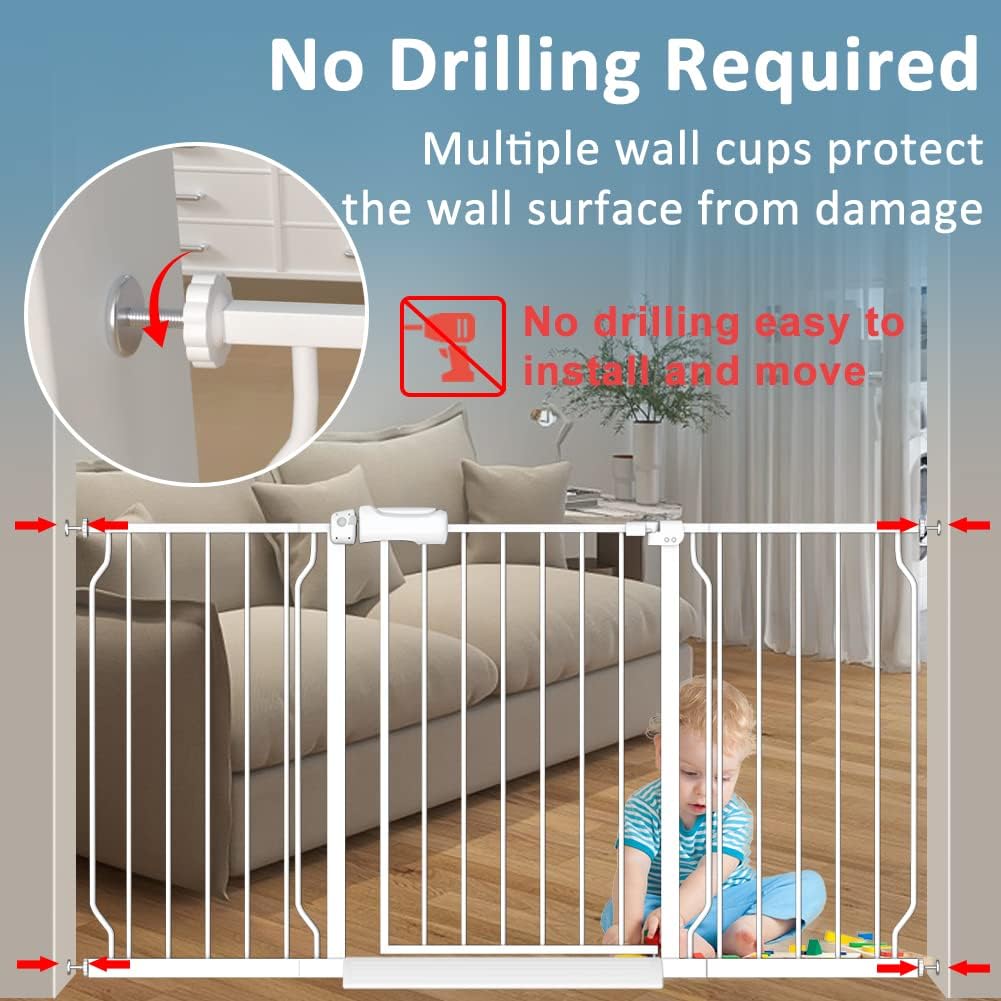 Extra Wide Long Baby Gates 62-67 Inch Stairs Doorways Pet Dog gate Indoor Outdoor Pressure Mount No Drill Walk Through Safety Child Gate