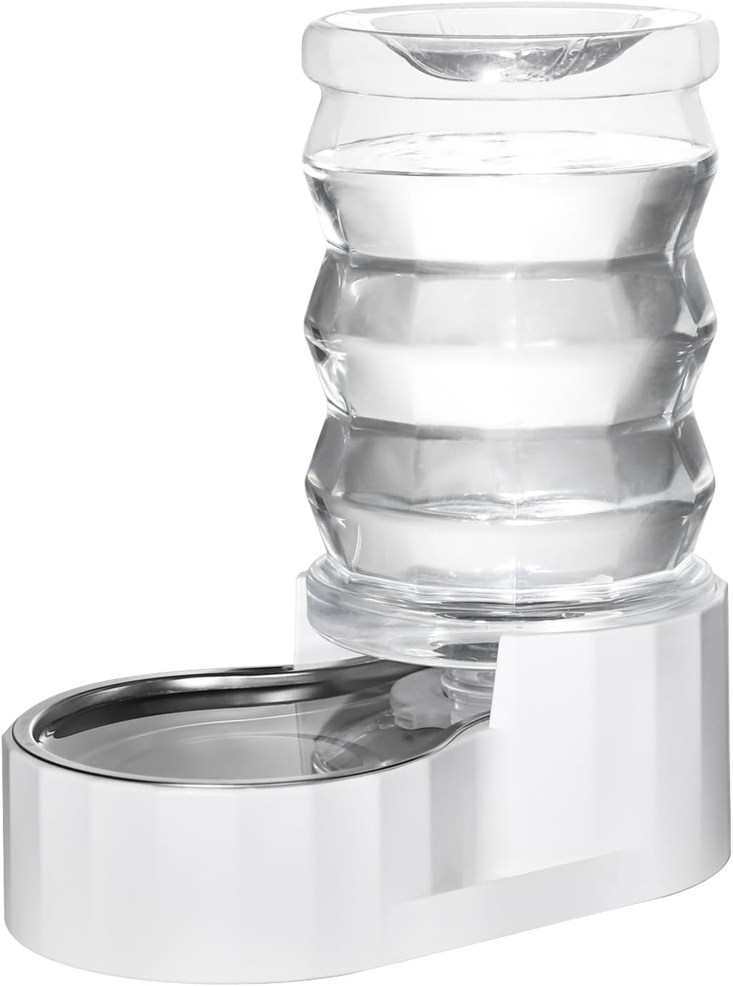 RIZZARI Automatic 7L Pet Waterer,Gravity Stainless Steel Water Dispenser, 100% BPA-Free, Large Capacity Water Feeder for Cats and Medium and Large-Sized Dogs (White,7L)