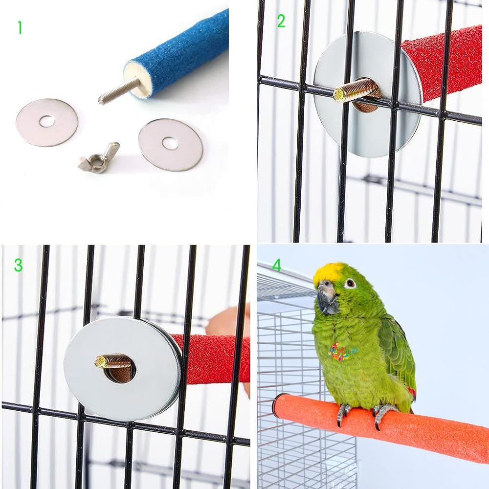 10 PCS Parrot Perch Stand Bird Perch Stand Toy Colorful Paw Grinding Stick Cage Wooden Parakeet Perch Accessories for Cockatiels （7.87in/0.59in）