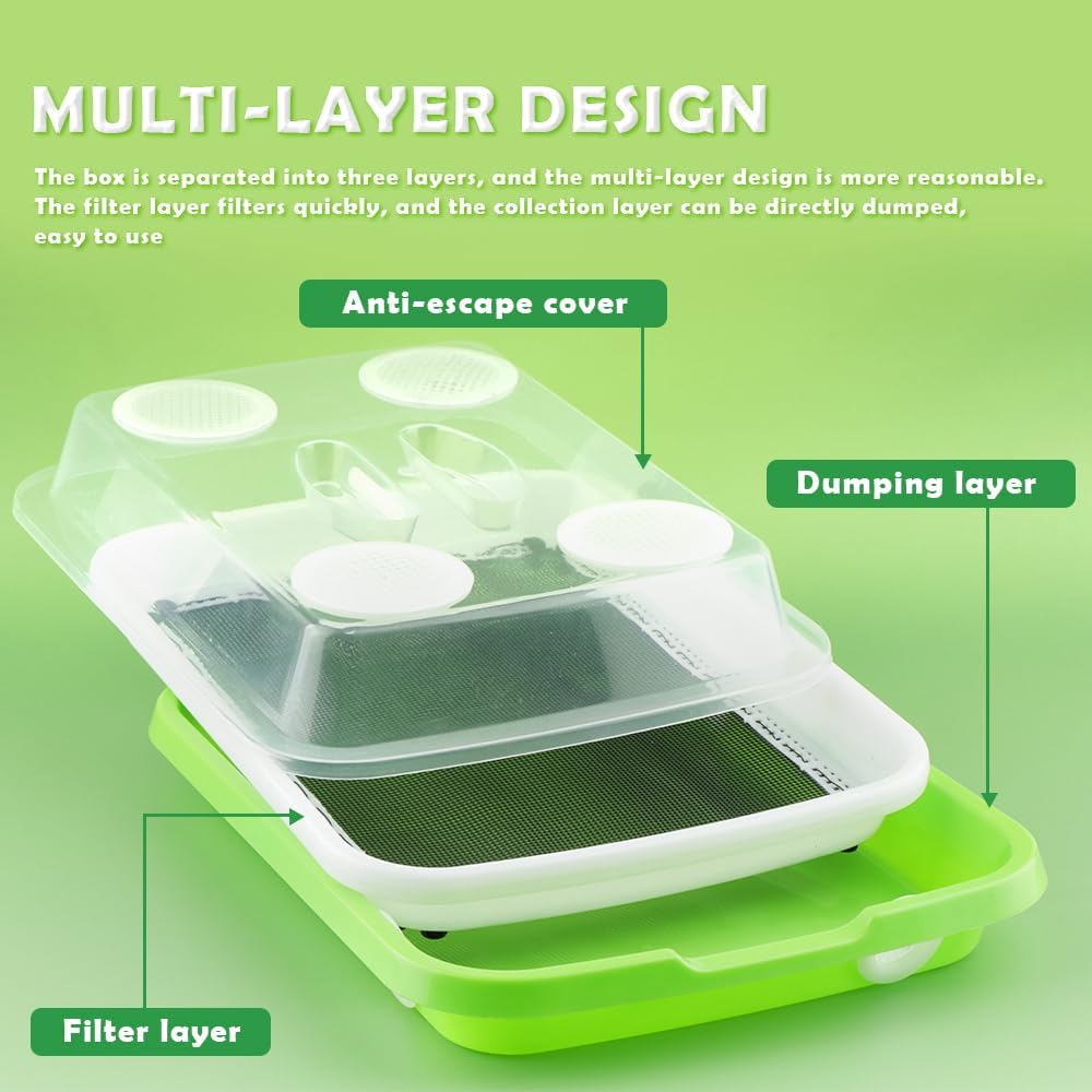 1 Pack Mealworms Breeding Kit Mealworms Keeper with 2 Pcs Insect Stainless Steel Tweezers to Breed Live Worms for Reptile Bearded Dragon Leopard Gecko Lizard Frog Bird Chicken