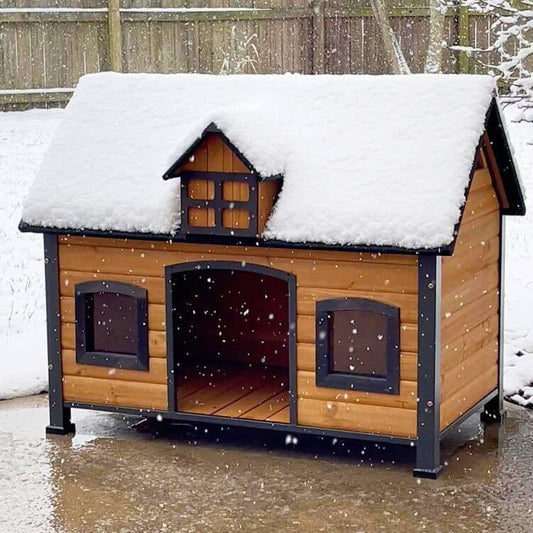 GUTINNEEN Dog House Outdoor with Strong Metal Frame Dog Kennel for Small Medium Large Dogs Puppy Cage for Winter Weatherproof