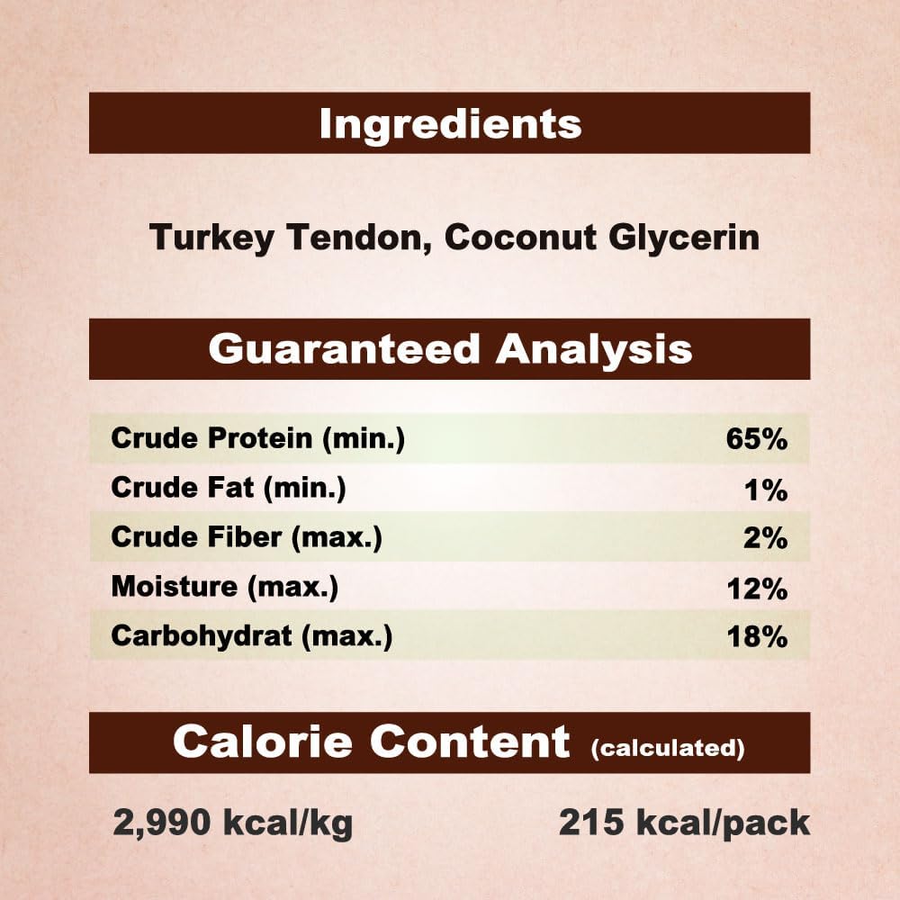Afreschi Natural Turkey Tendon Bone (L) 10 Units/Box, Dog Treats for Signature Series, All Natural Human Grade Puppy Chew, USA-Sourced Turkey Tendon, Hypoallergenic, Rawhide Alternative