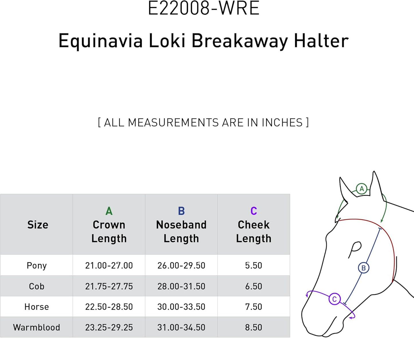 Equinavia Loki Adjustable Breakaway Horse Halter - Wine Red - Warmblood