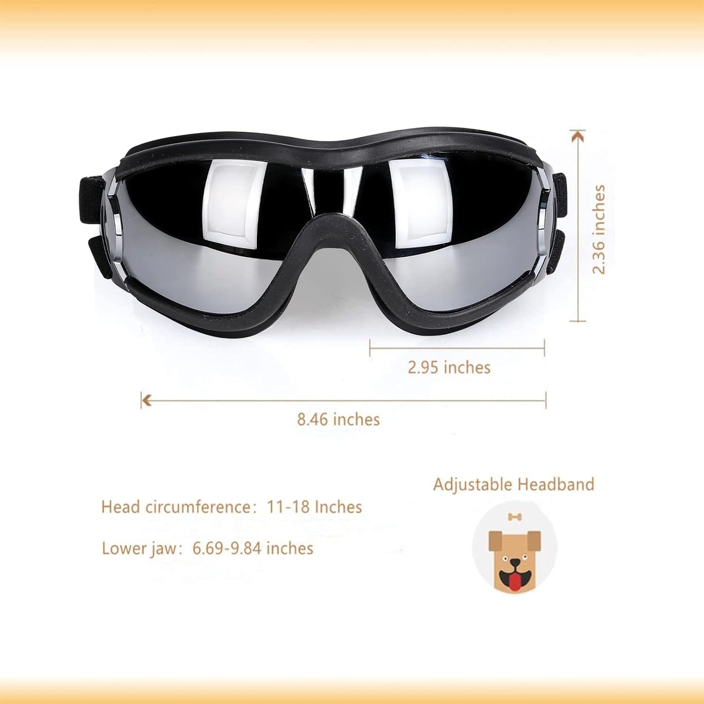 NVTED Dog Sunglasses Dog Goggles, UV Protection Wind Dust Fog Protection Pet Glasses Eye Wear Protect with Adjustable Strap for Medium or Large Dogs (Pack of 2)