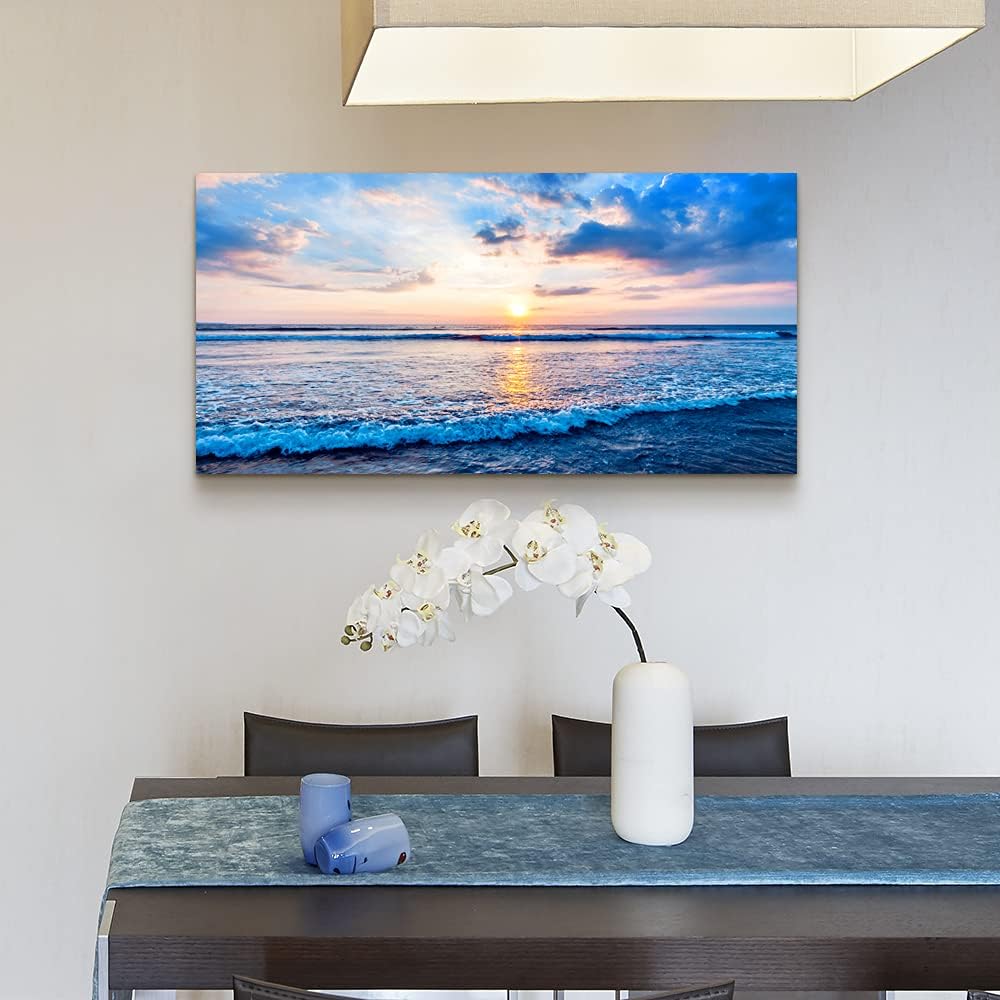 Lapremoly Canvas Wall Art For Living Room Large Wall Decor For Office Bedroom Wall Decorations Blue Ocean Wall Painting Blue Sea Waves Landscape Poster Canvas Print Artwork Ready To Hang Home Decor
