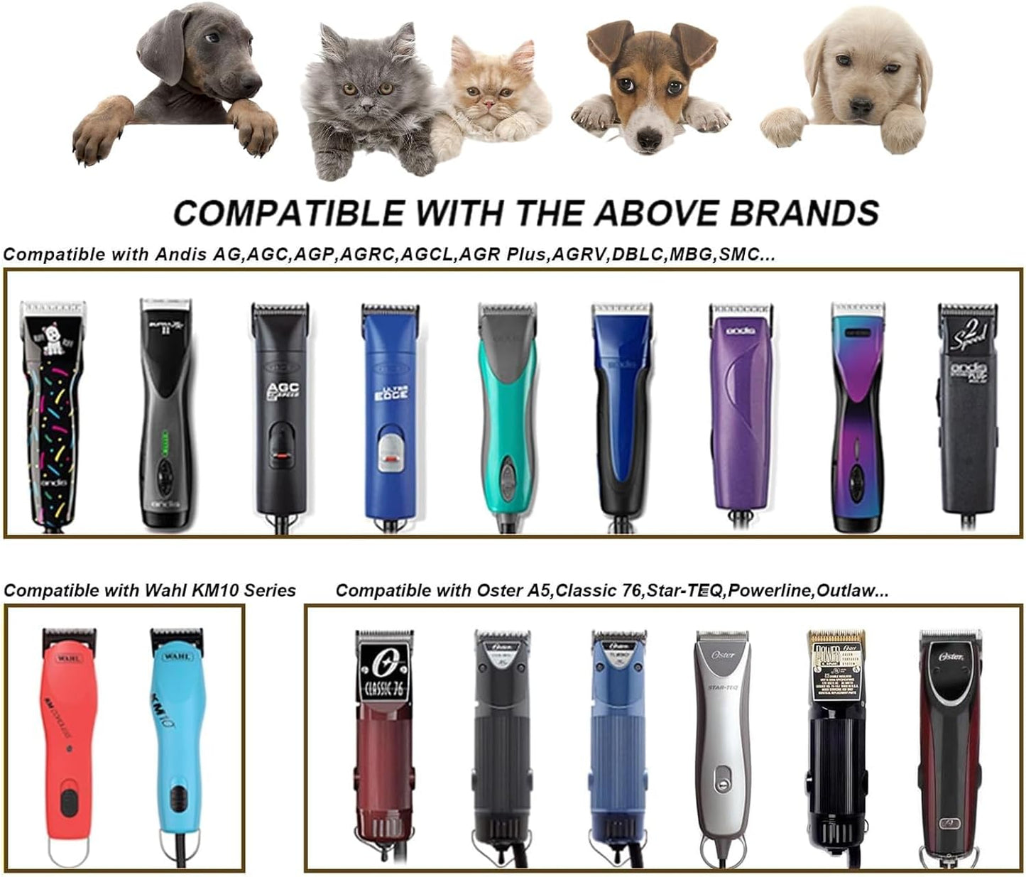 2PCS 3/4" HT Dog Grooming Replacement Blades Compatible with Andis Dog Clippers,Dog Clipper Blades Compatible with Wahl KM-10 Series Clippers, Oster A5,Size-3/4-Inch 19mm Cut Length,Silver
