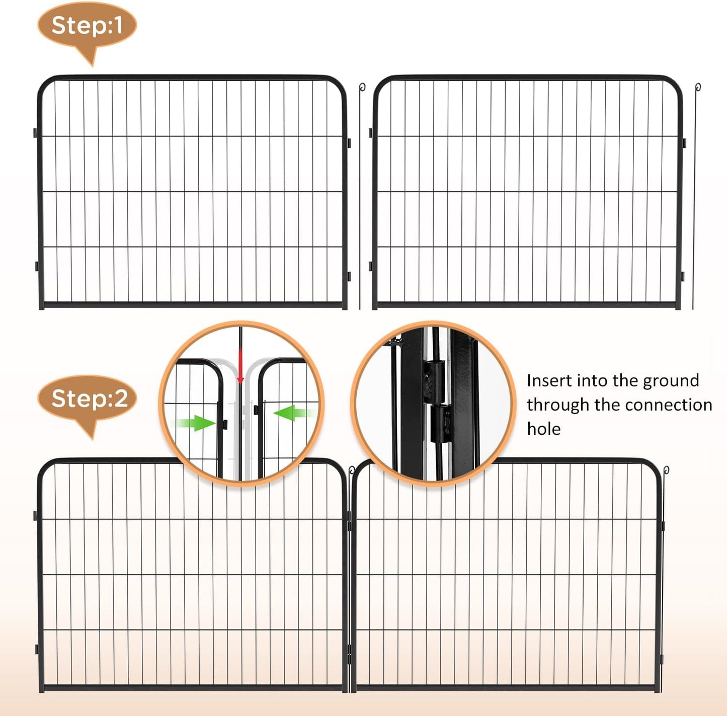 BestPet Dog Playpen Indoor 40 inch 6 Panels Metal Dog Pen Pet Dog Fence Outdoor Exercise Pen with Doors,Pet Puppy Playpen for RV Camping Yard, Black
