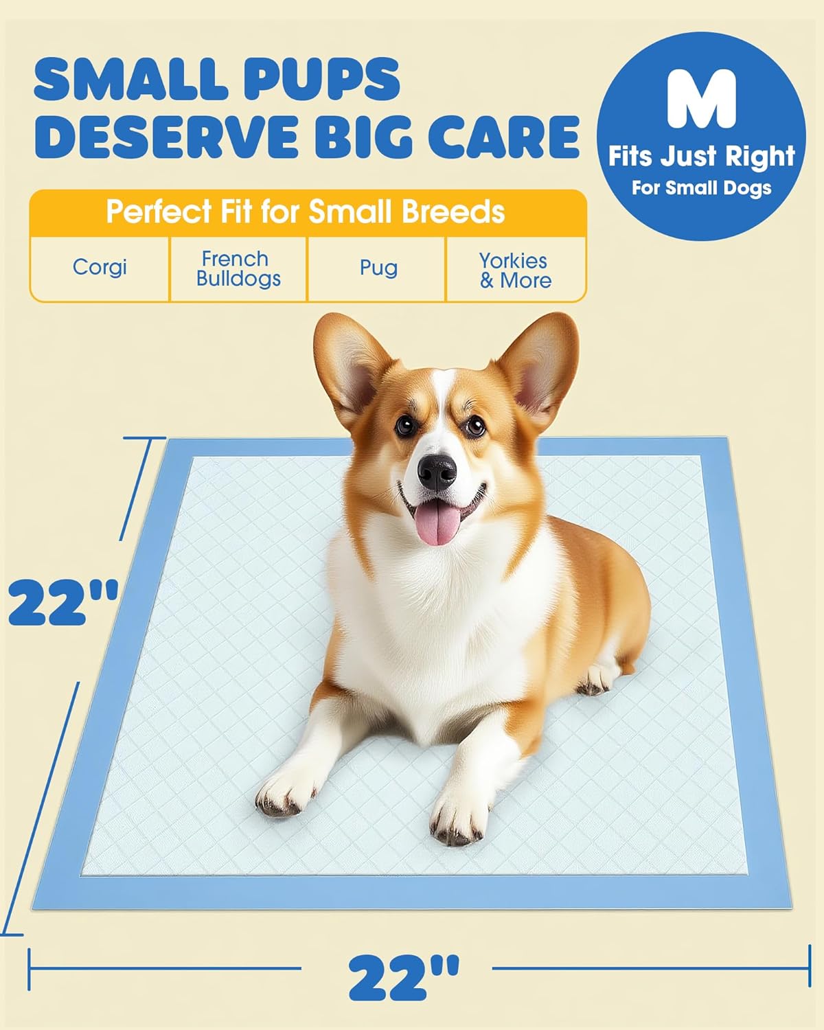 150-Pack Large Puppy Pads - 22'' x 22'' Pee Pads for Dogs Potty Training with Leak-Proof Quick-Dry Design, 6-Layer Dog Pads Large, Blue