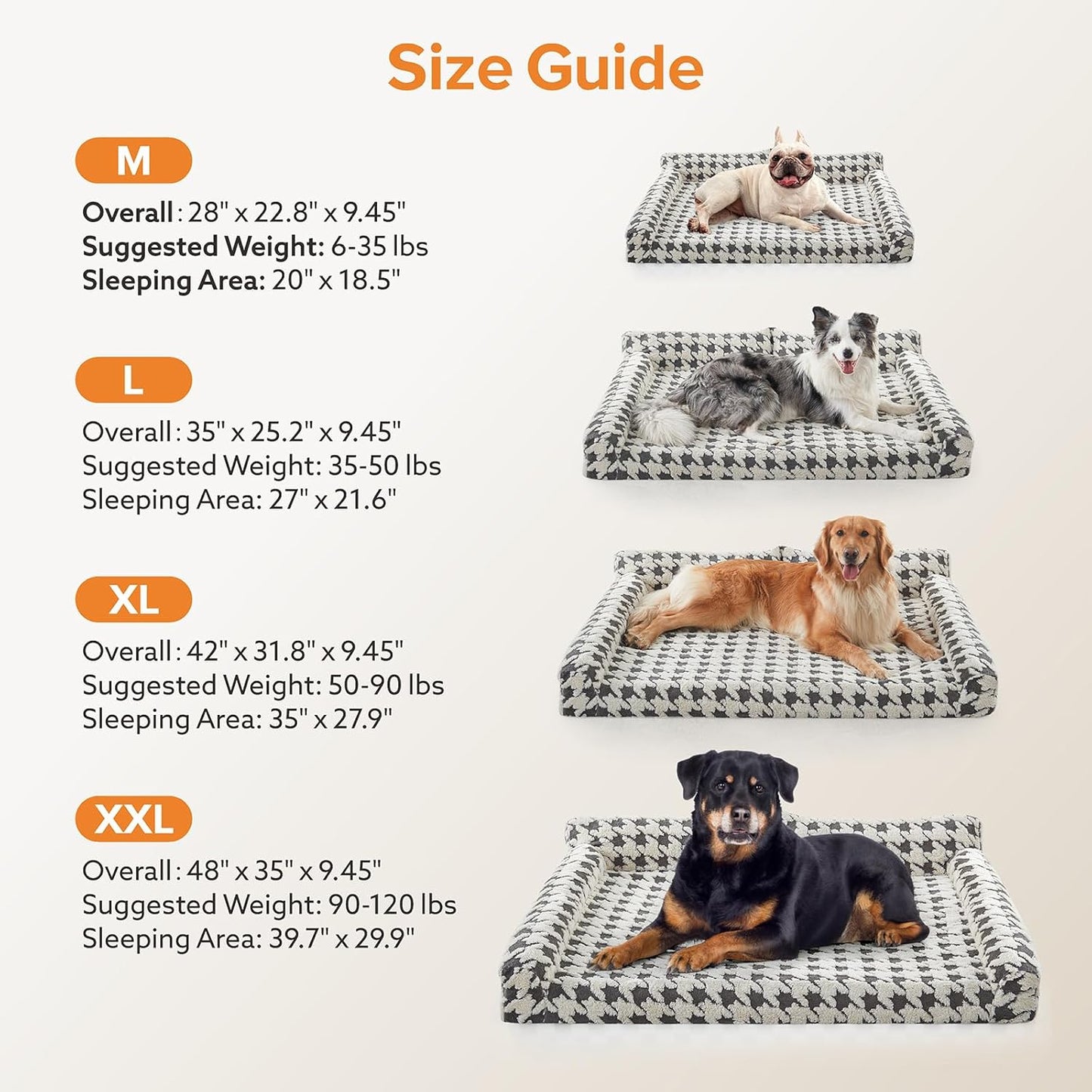 Orthopedic Dog Beds for Medium Dogs Washable, Detachable Side Bolster and Pillow, Medium Dog Sofa with Memory Foam, with Removable Cover and Non-Slip Bottom, Grey (Grey, M (28"x22.8"x9.4"))