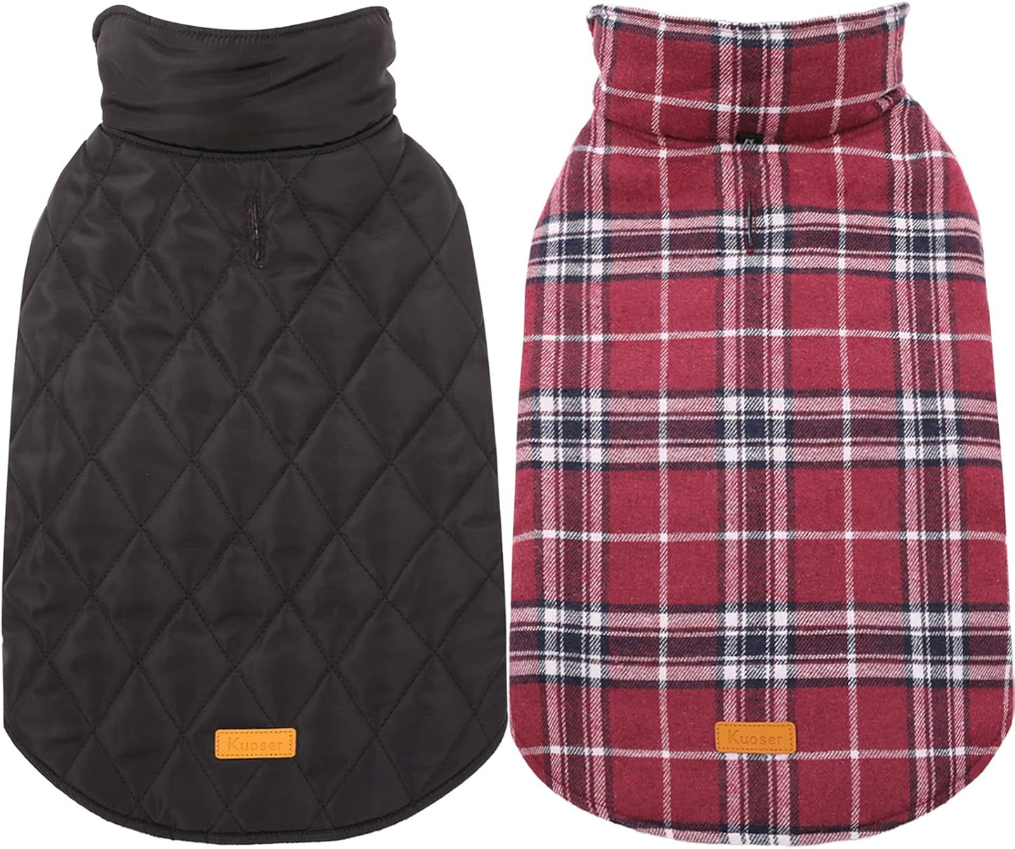 Kuoser Warm Dog Coat, Waterproof Dog Jacket for Extra Large Dogs, Adjustable Durable XXL Doggie Winter Coat Reversible Puppy Cold Weather Apparel from Small to Large Breed, Red XXL