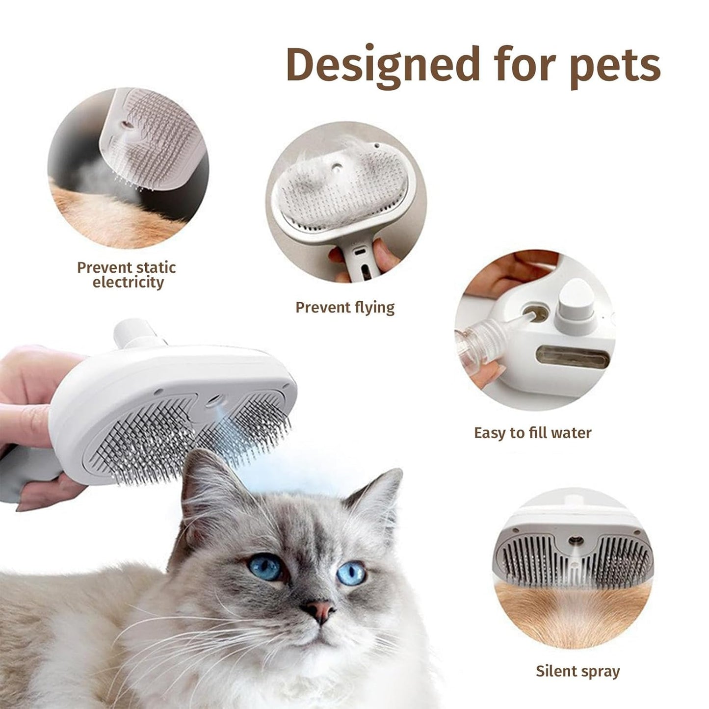 Plufura Essentials Dog Brush, Plufura Pet Brush, Skin Friendly Deshedding Grooming Tool for Dogs & Cats, Pet Hair Brush for Long & Short Hair, Reduces Shedding by 95% (White)