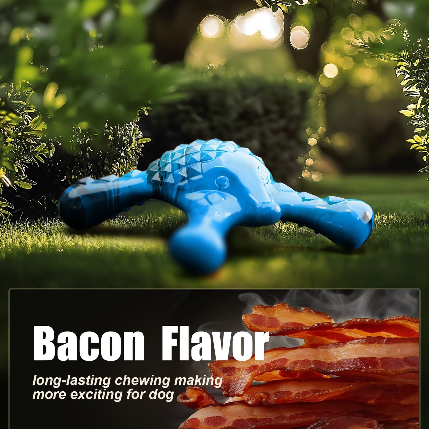 Dog Toys for Small Dogs, Nylon Indestructible Dog Toy for Small Dogs, Hedgehog Puppy Chew Toys with Bacon Flavor,Long Lasting, Puppy Teething Toys, Blue
