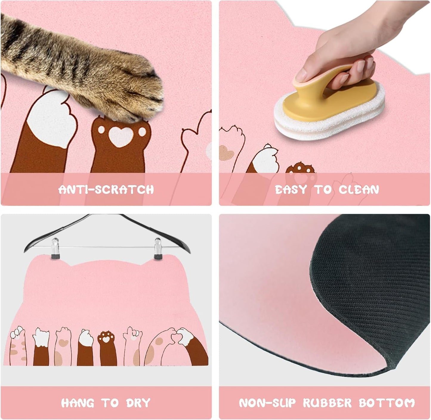 Pet Feeding Mats - Absorbent Cat Food & Water Mats, Pink, 17.7 * 9.8 inch