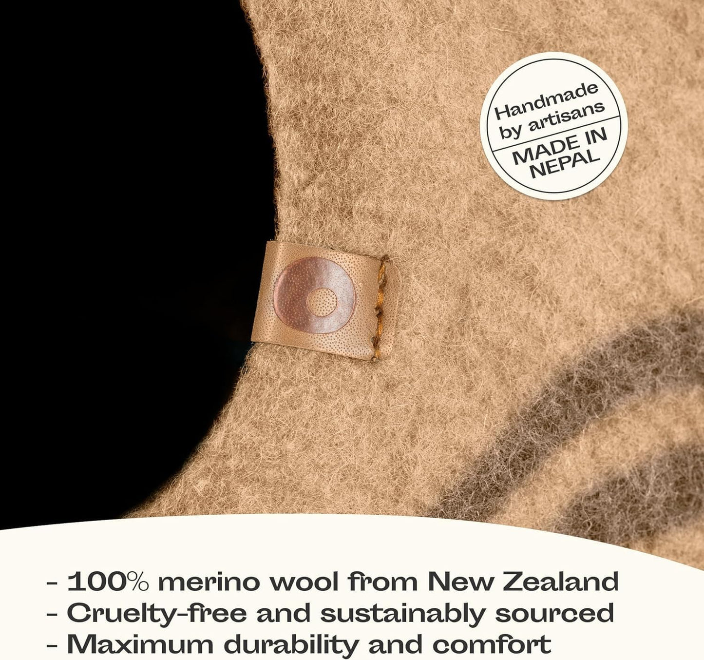 MEOWFIA Cat Cave – Premium Felt Cat Bed for Indoor Cats, Handmade 100% Merino Wool (Beige, Large)