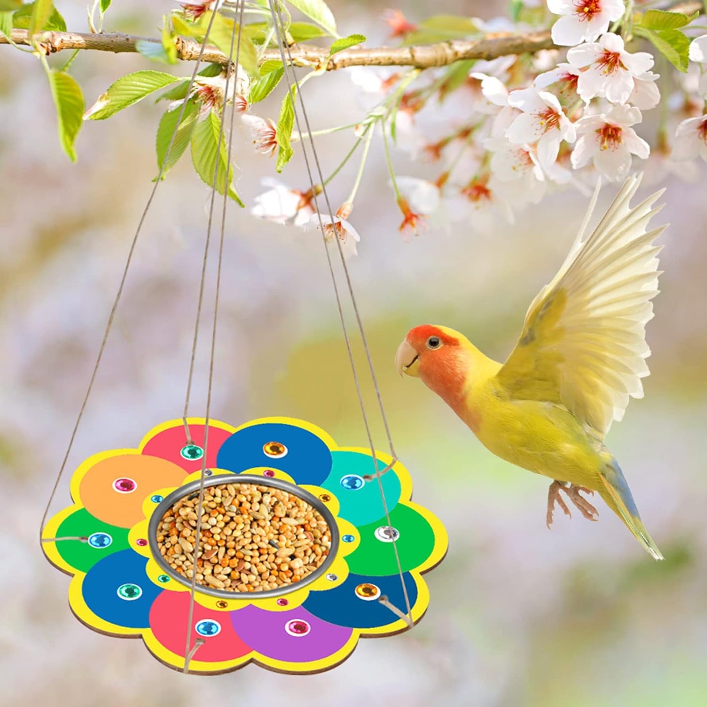 Fennoral 4 Pack Bird Feeder Kits for Kids Make Your Own Bird Feeders Wooden Arts and Crafts for Kids Ornaments DIY to Paint Bird Feeders Craft for Spring Winter Garden Outdoor Activities Project