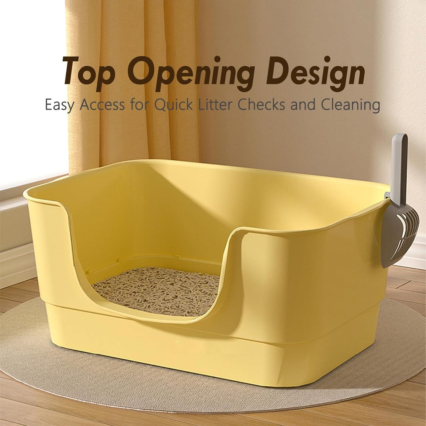 Extra Large Cat Litter Box with High Sides,23.23"×16.34"×8.46",Jumbo Kitty Litter Box with Low Entry,XL Cat Boxes for Indoor Cats,Easy to Clean,Anti-Splashing(Green)
