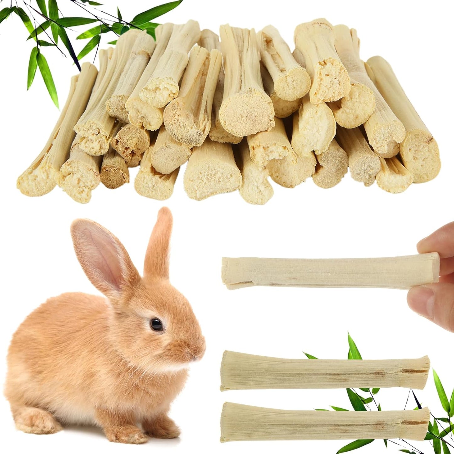 1000g/2.2lb Bamboo Chews for Rabbits, Rabbit Sticks Rabbit Chew Toys Bunny Chew Toys, Molar Treats for Small Animals, Hamsters, Chinchillas, Guinea Pigs, Natural Teeth Grinding Toys