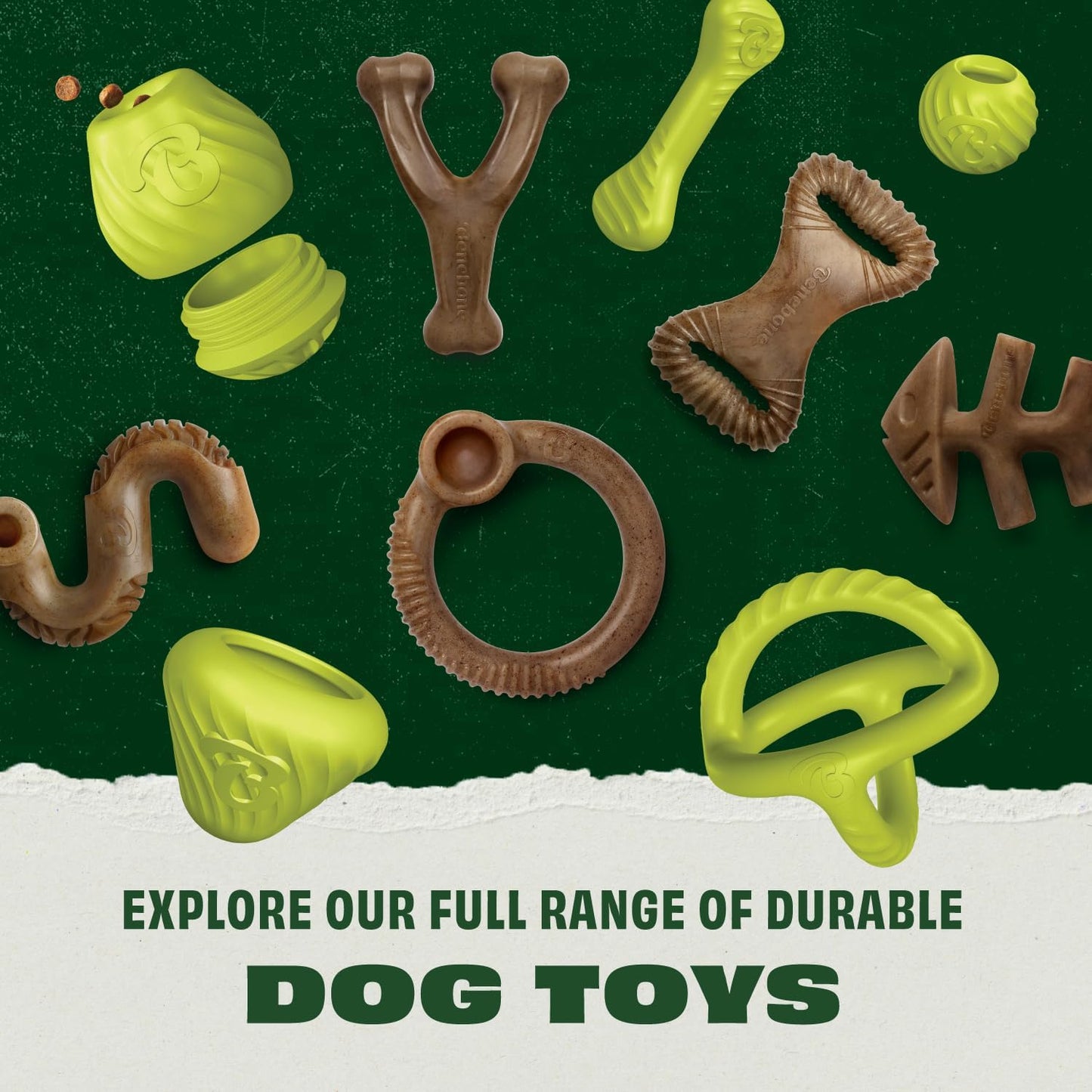 Benebone Natural Rubber Dog Bone Chew Toy, Natural Rubber