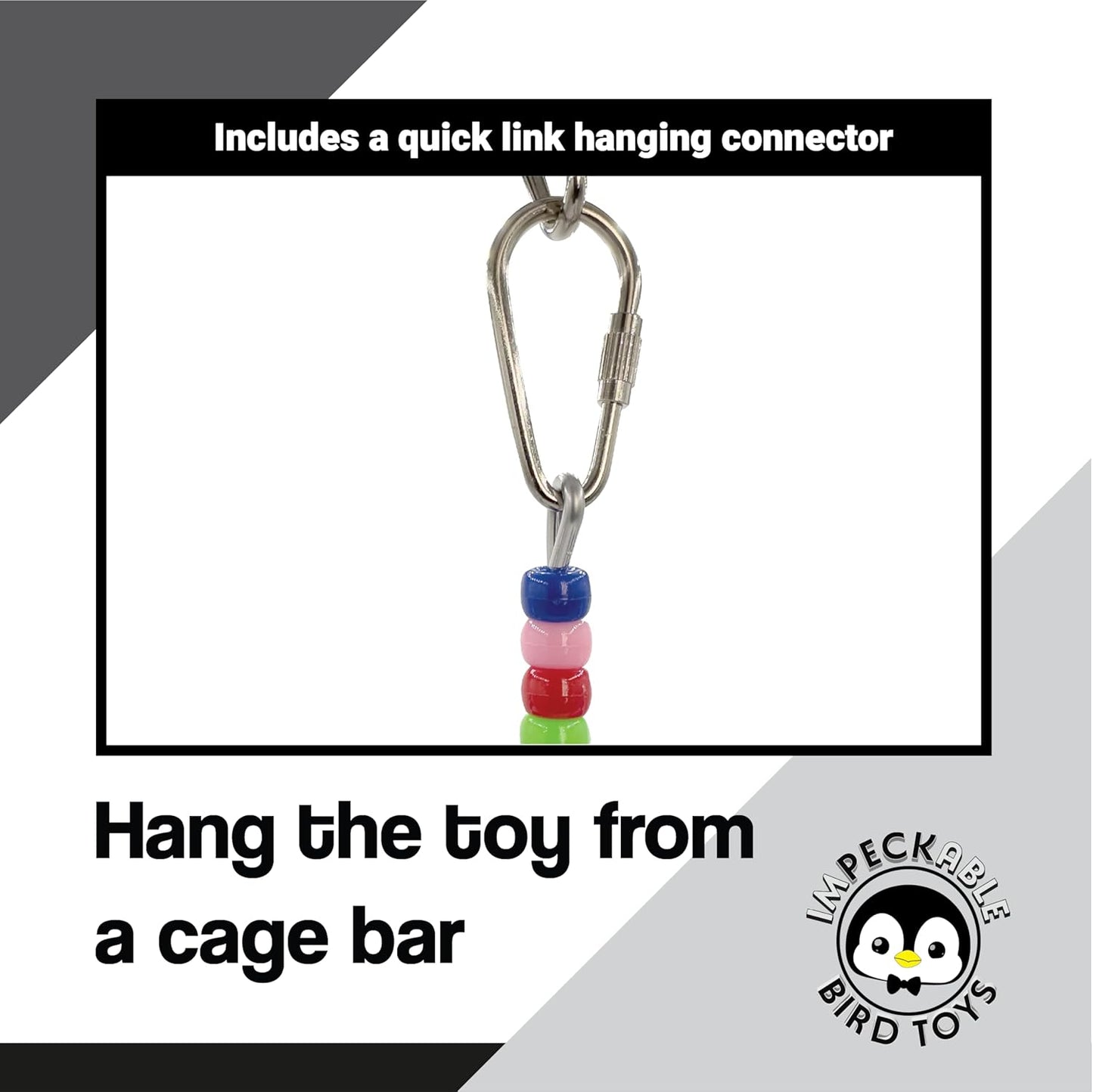 859 Mini Long Rainbow Stick - Handcrafted with Colorful Wooden Slats and Beads, Chewable sticks turn around as pets play, Great for Budgies, Parrotlets, Lovebirds and Small Pet Birds