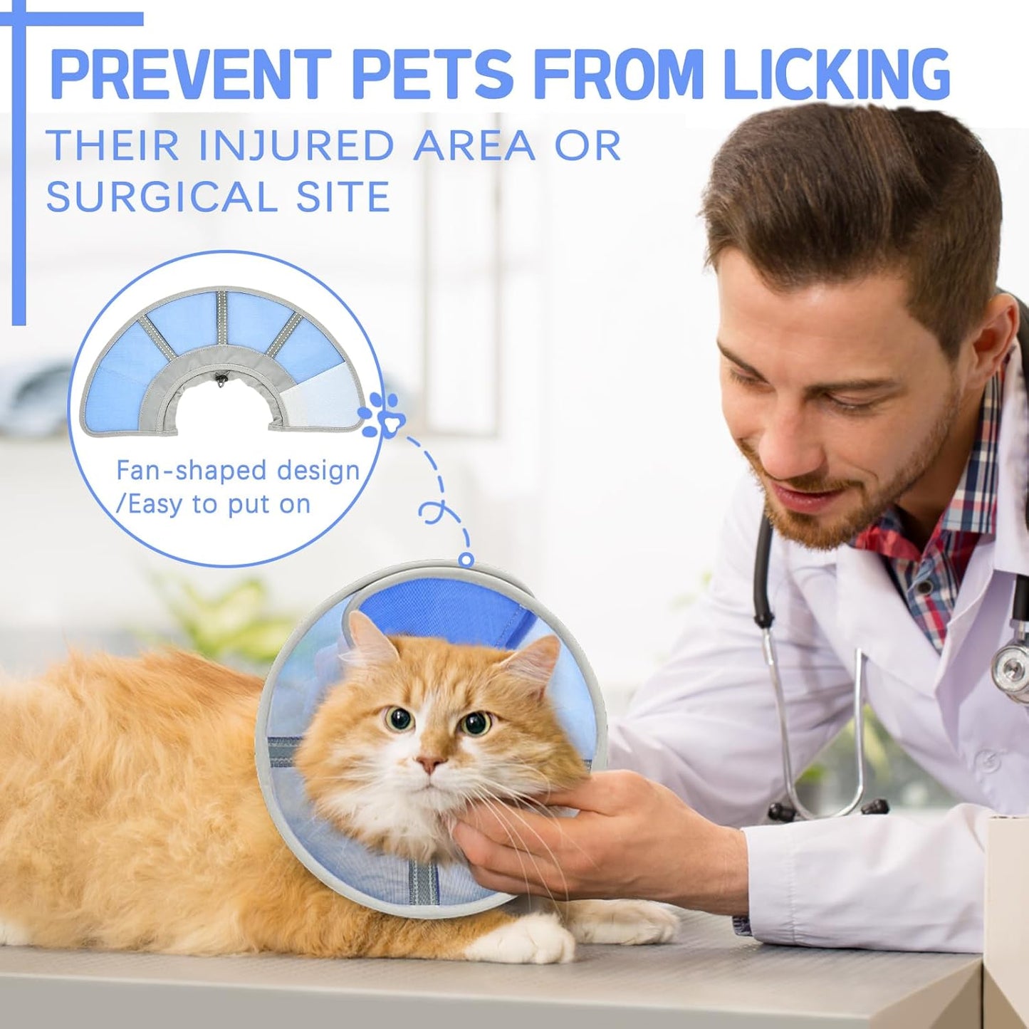 Cat Cone Collar Soft, Cat Recovery Collar for Large Medium Small Kittens, Kitty Cone Alternative After Surgery