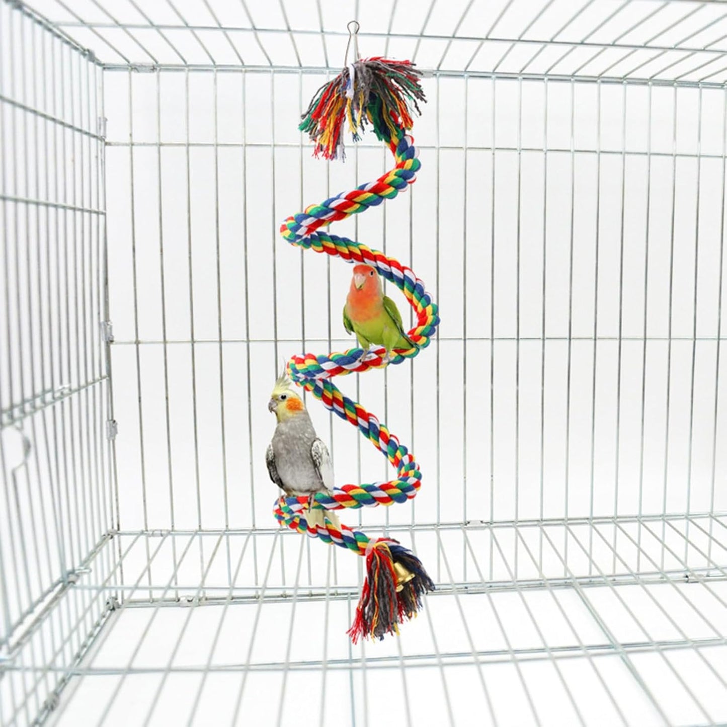 Bird Rope Perch & Birds Swing Set - Bird cage Accessories, 40‘’ Rope perches for Conures, Parrots,Cockatiel,Lovebird,Budgerigar,Parakeet perches for cage,Birds perches