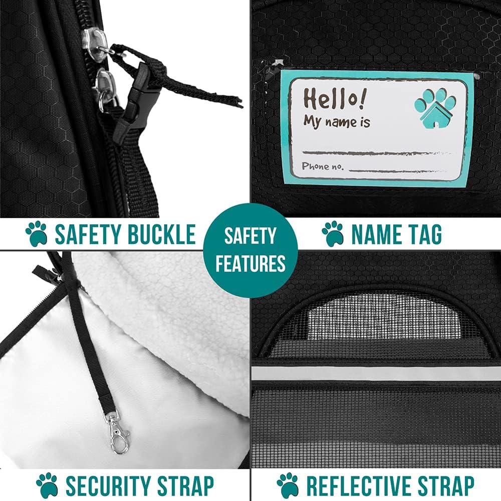 PetAmi Airline Approved Pet Carrier for Cat, Soft Sided Dog Carrier for Small Dogs, Cat Travel Supplies Accessories for Indoor Cats, Ventilated Pet Carrying Bag Medium Large Kitten Puppy, Large Black