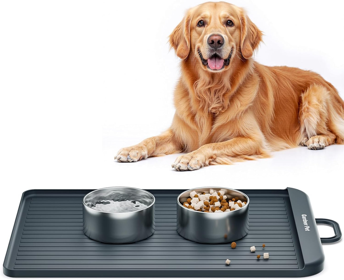 Gardner Pet Silicone Dog Food Water Mat for Floors Waterproof Anti-Slip Dog Bowl Large Mats for Food and Water to Prevent Spills for Dogs, Cats.