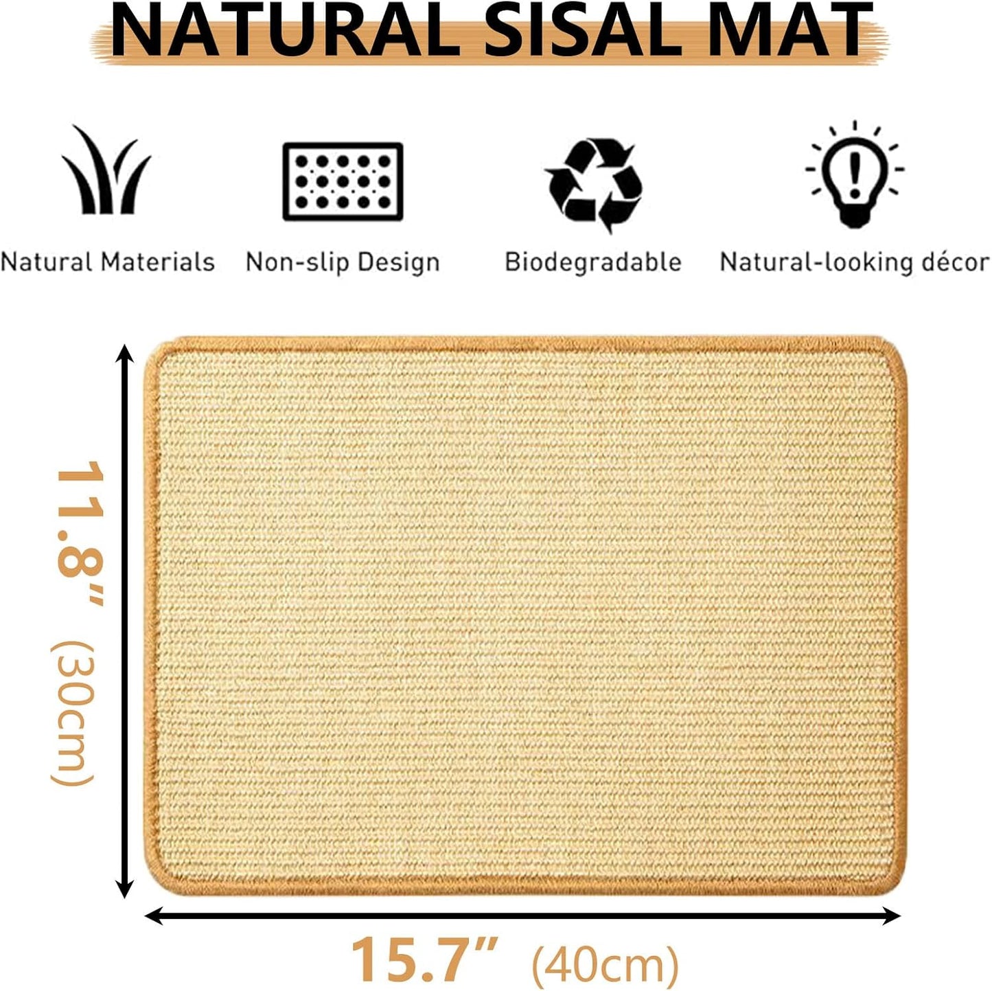 Oncpcare 6PCS Natural Bunny Scratch Mat - Rabbit Scratching Pad for Claws and Teeth Care - Chew Toys for Cages, Pet Bedding for Biting, Sleeping, Nesting, 16x12