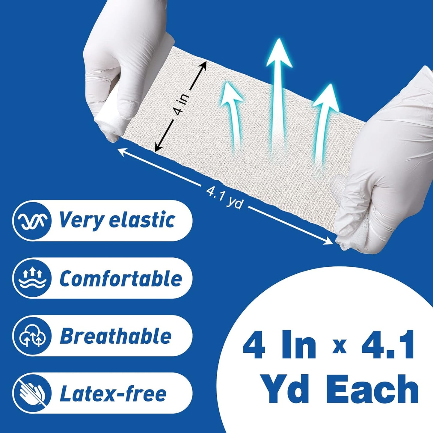 AZEN 12 Pack Gauze Rolls Bandages, 4 in x 4.1 Yards, Premium Medical Supplies & First Aid Supplies, Bandage Wrap Vet Wrap, Mummy Wraps