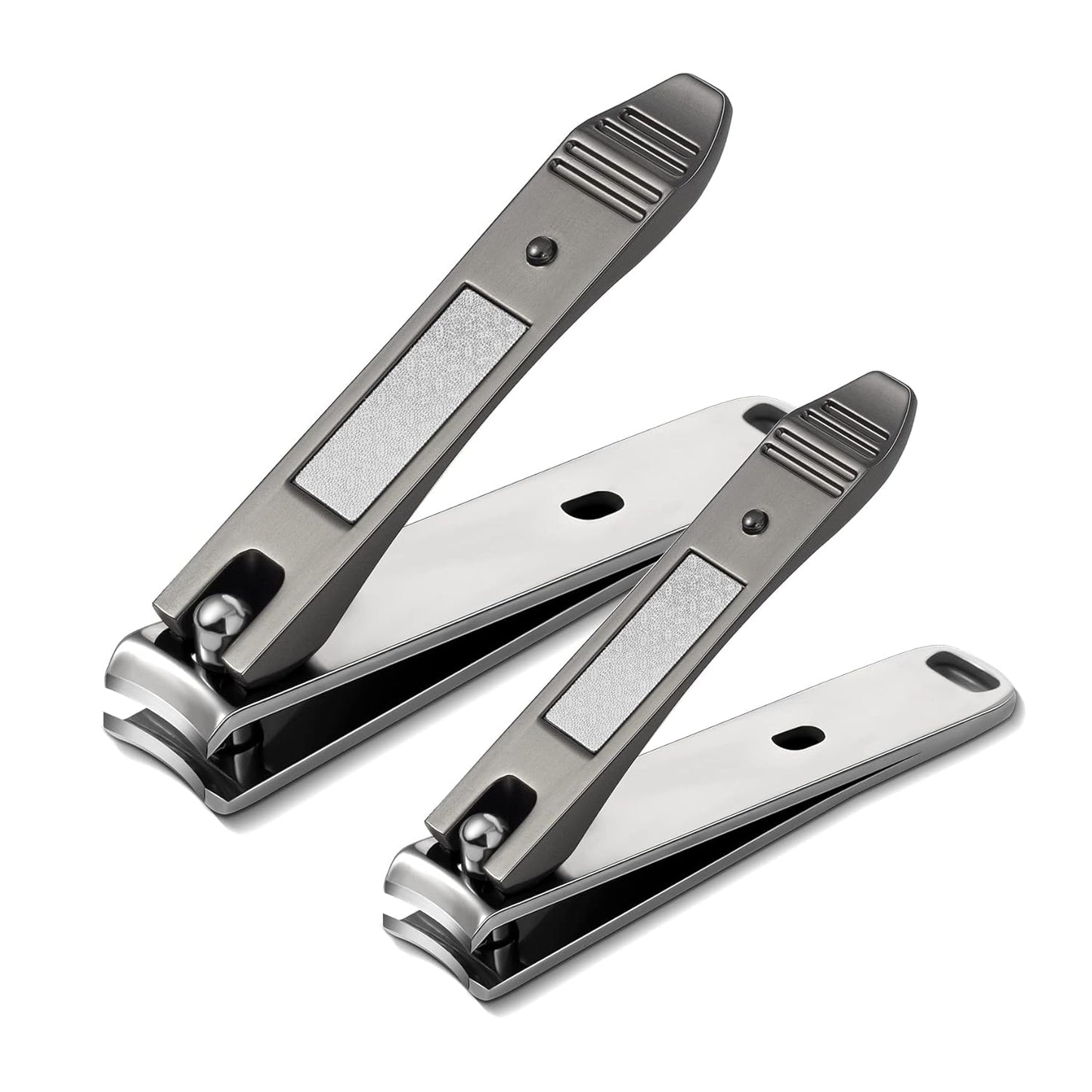 BEZOX Nails Clipper, Ergonomic Toenail and Fingernails Clipper with Non-slip Design, Professional Finger Nail Clippers for Adults, 2 Pcs Nail Trimmers for Men and Women - Dark