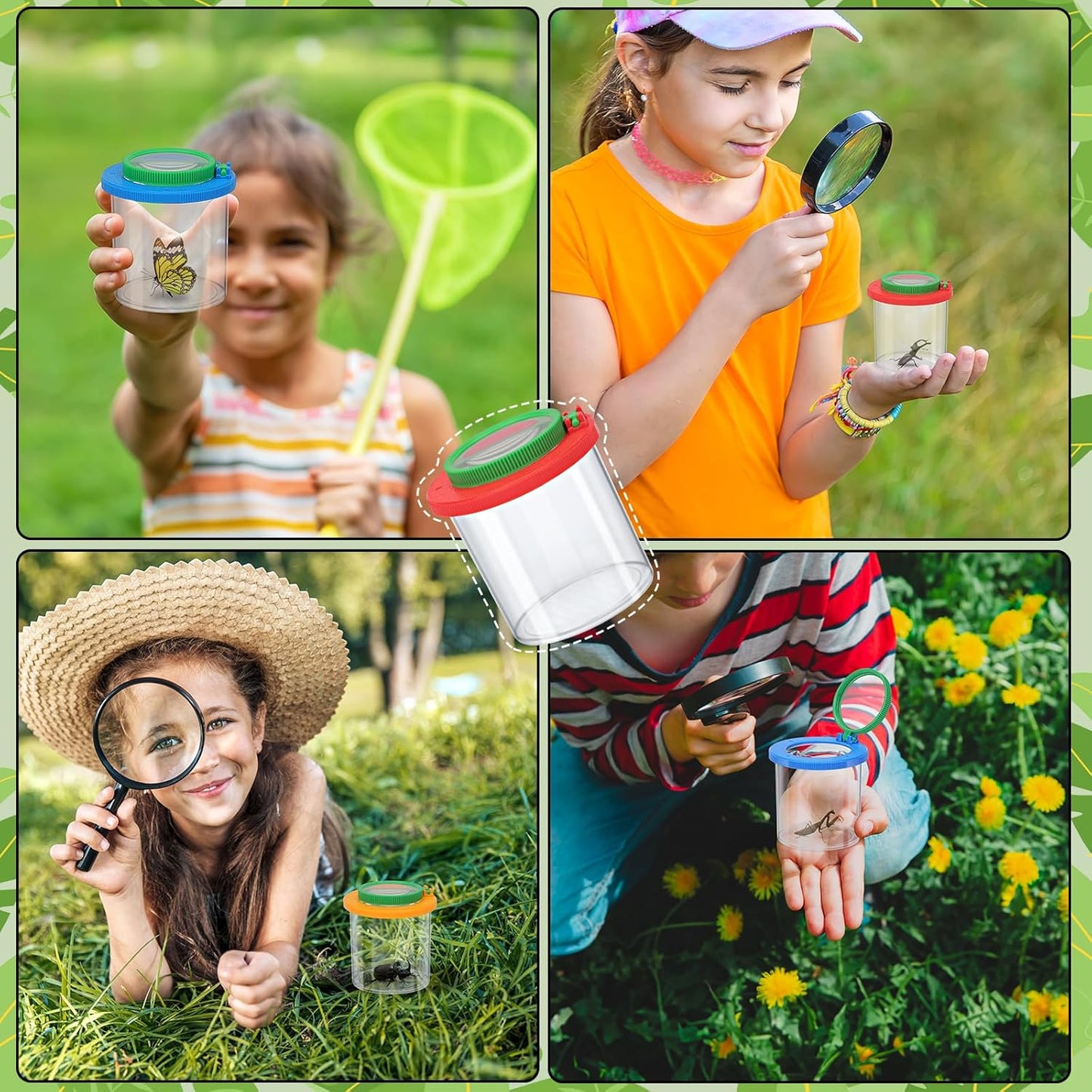 Coopay 3 Pieces Magnifying Insect Box - Bug Viewer, Critter Insect Cage, Container, Bug Catcher Cage, Jar Collecting Kit for Children, Kids Science Nature Exploration Tools