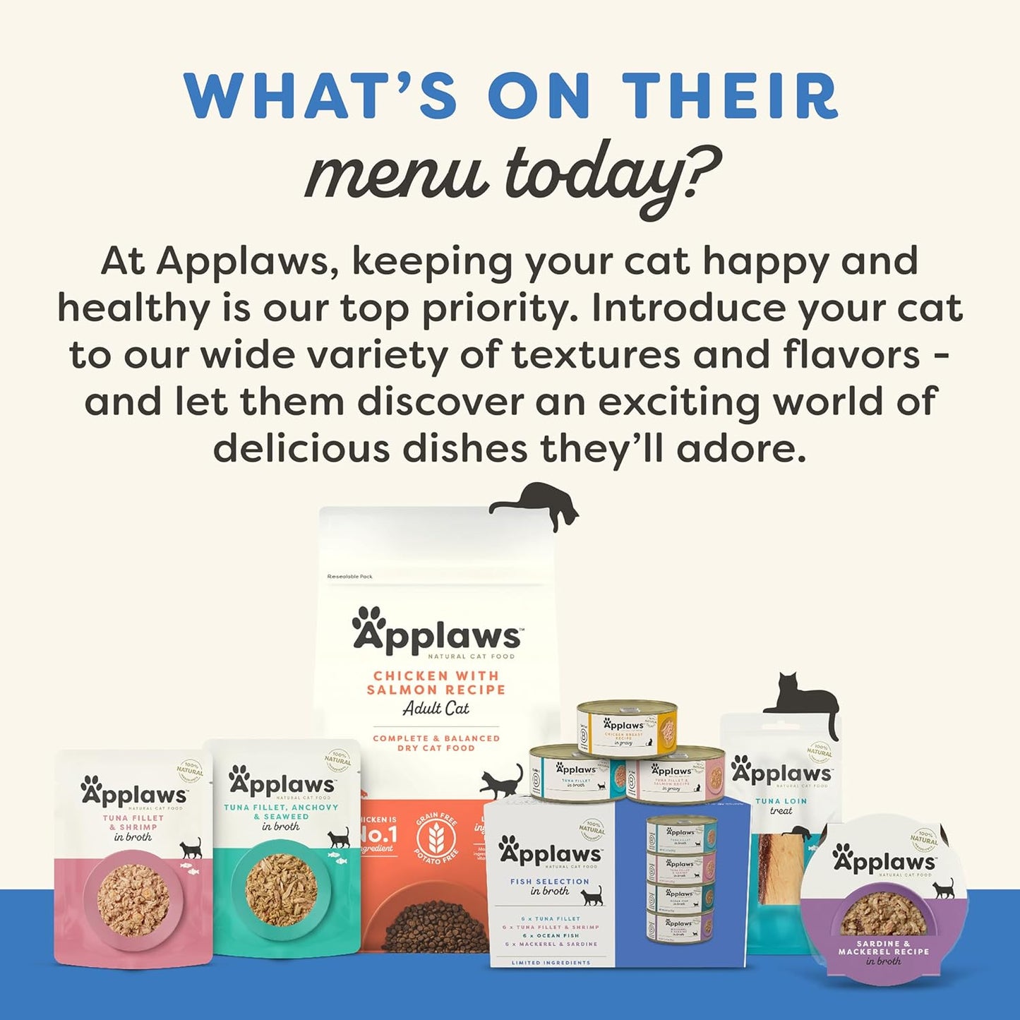 Applaws Natural Wet Cat Food in Broth, Limited Ingredient Wet Cat Food Pouches, No Additives, Made with Natural Ingredients, Tuna Fillet with Anchovy & Seaweed in Broth (12 x 5.3oz Pouches)