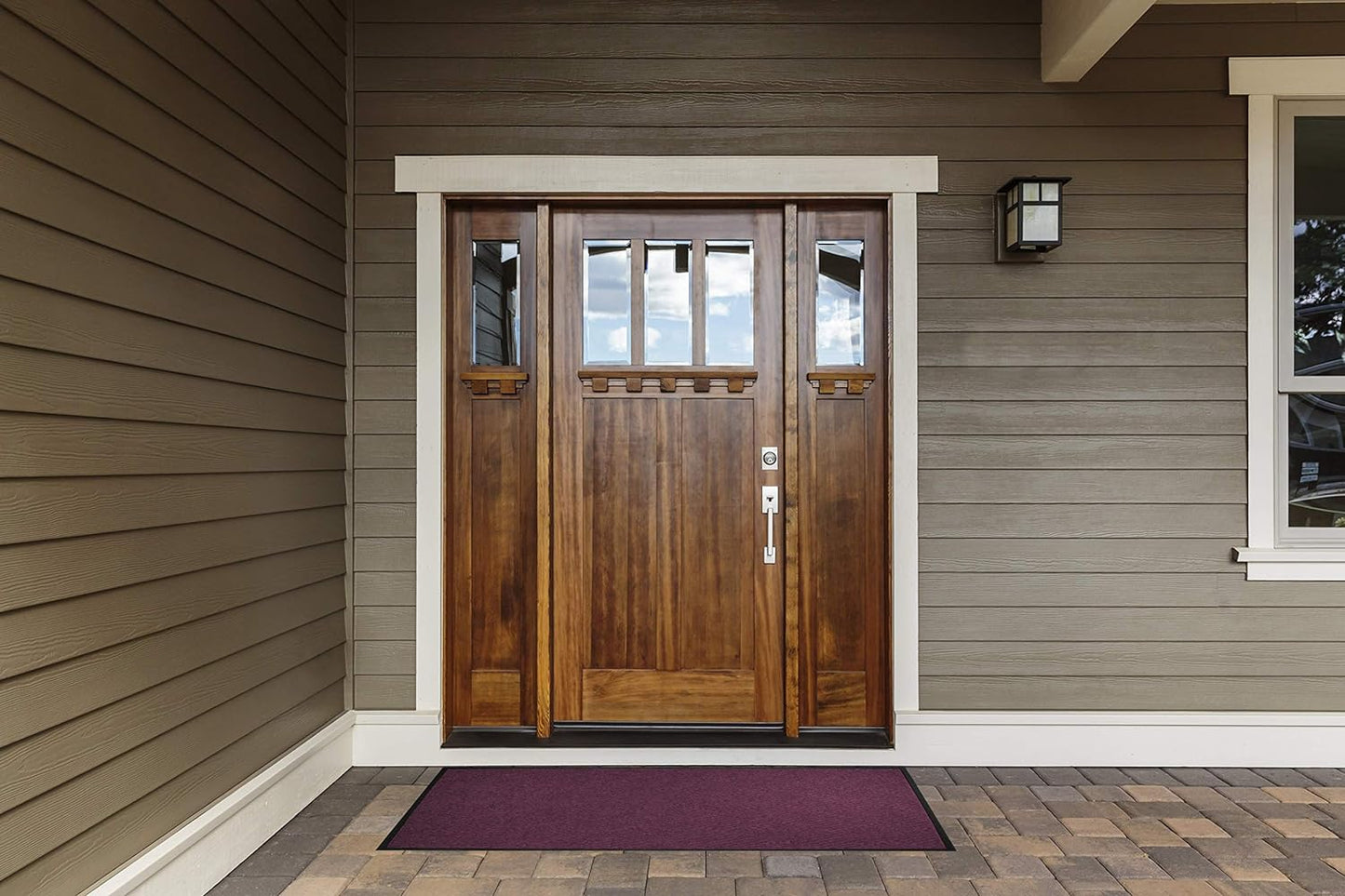 WaterHog Diamond | Commercial-Grade Entrance Mat with Rubber Border – Indoor/Outdoor, Quick Drying, Stain Resistant Door Mat (Medium Blue, 3' x 10')