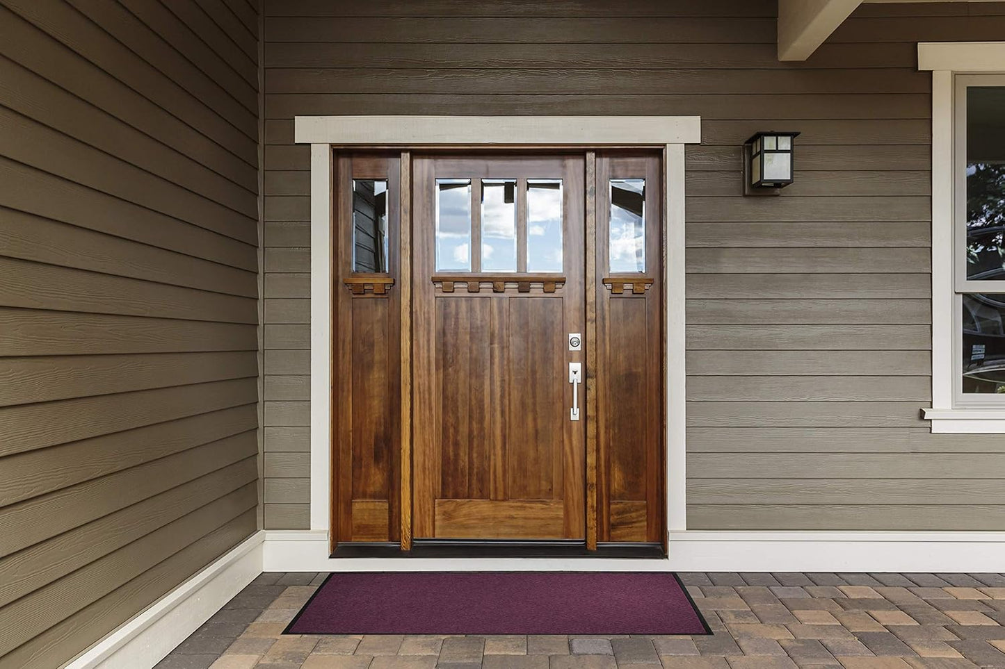 WaterHog Diamond | Commercial-Grade Entrance Mat with Rubber Border – Indoor/Outdoor, Quick Drying, Stain Resistant Door Mat (Red/Black, 3' x 12')