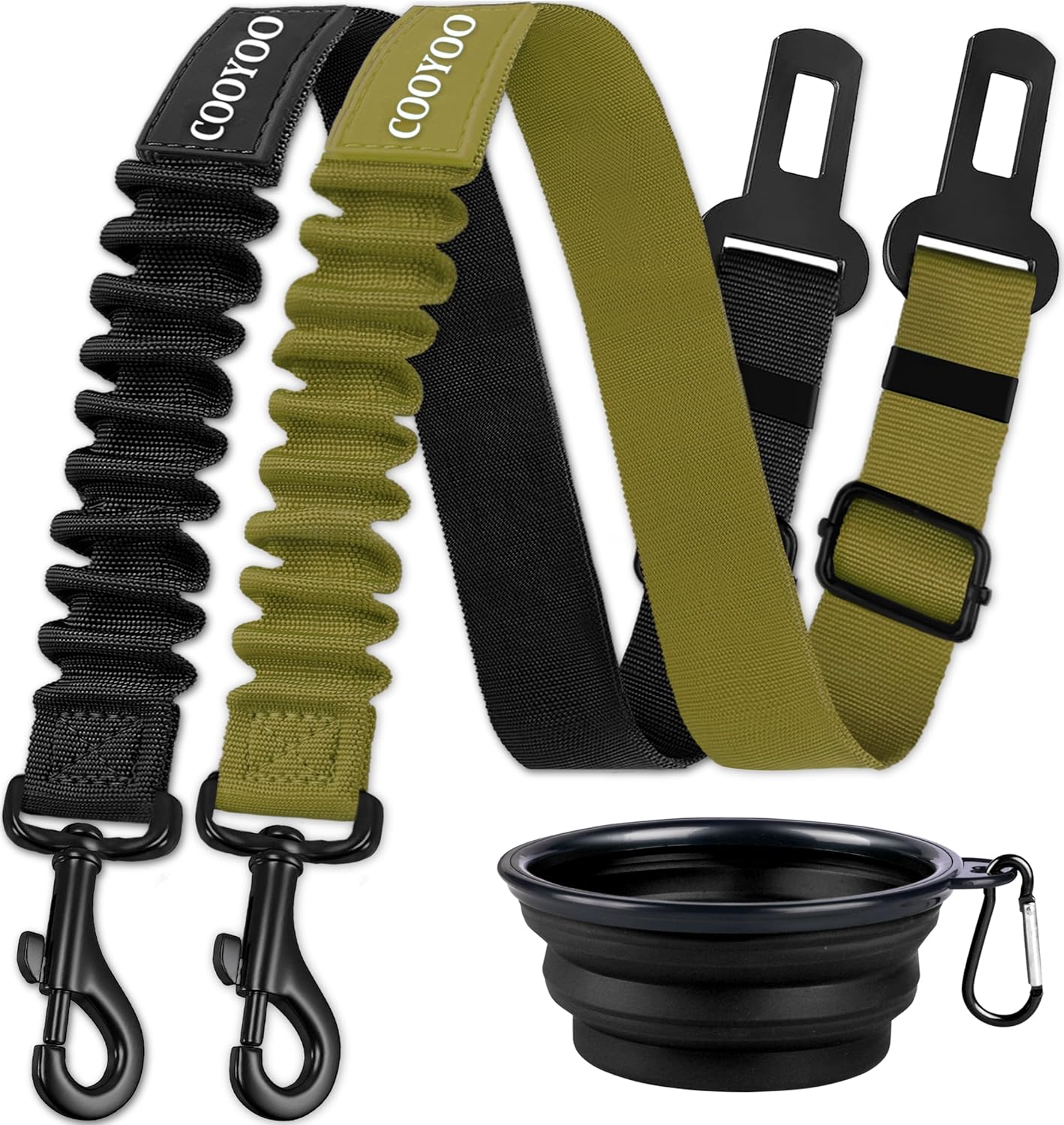 COOYOO Dog Seat Belt,3 Piece Set Retractable Dog Car Adjustable Seatbelts for Vehicle Nylon Pet Safety Heavy Duty & Elastic & Durable Car Harness for Dogs